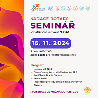 Kvalifikační Seminář Nadace Rotary na rok 2025-2026 - registrace otevřena